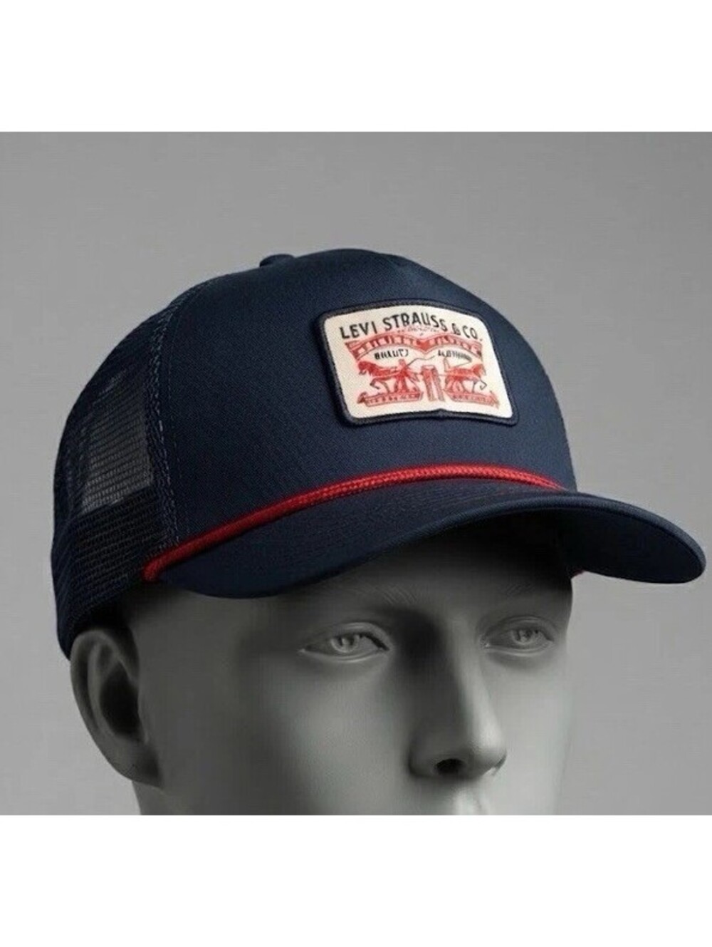 Levi's New with Tags Mesh Trucker Denim Jeans Logo Navy Blue Snapback Hat Cap